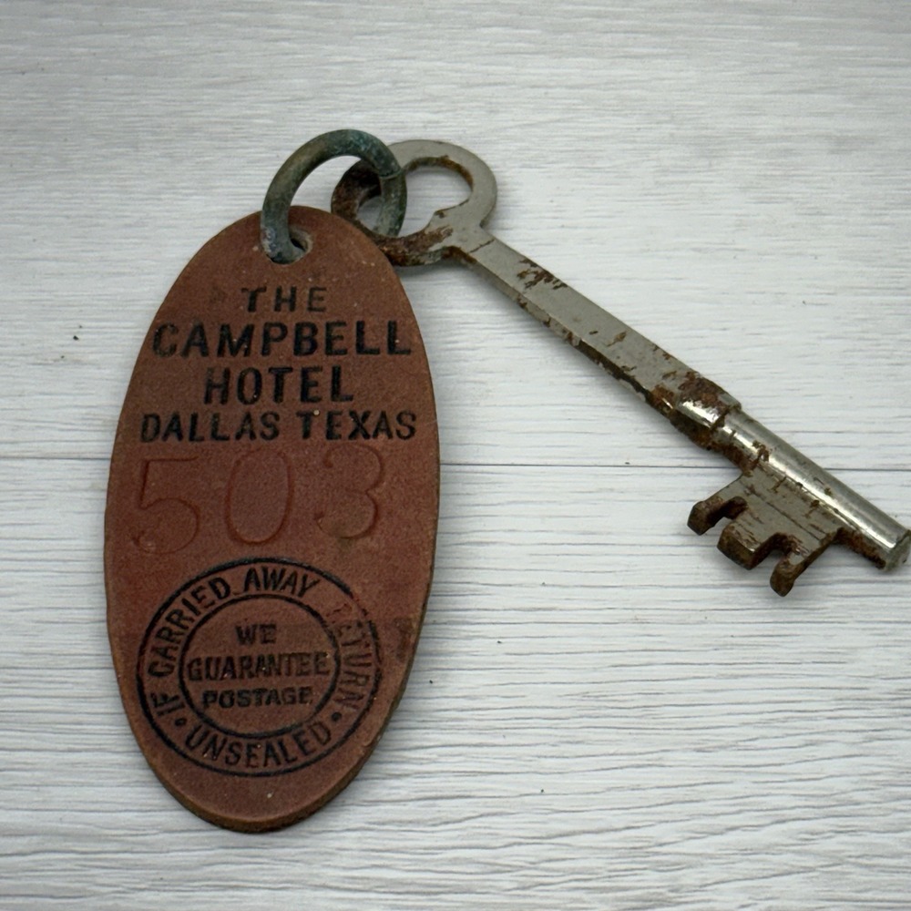 Vintage The Campbell Hotel Key Skeleton Key Room 503 Dallas Texas